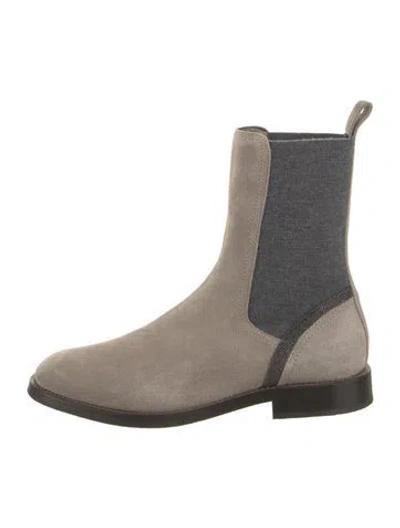 Pre-owned Brunello Cucinelli Suede Chelsea Boots In Neutral