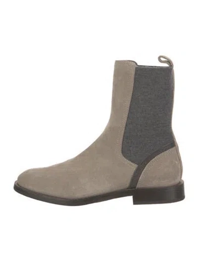 Pre-owned Brunello Cucinelli Suede Chelsea Boots In Neutral
