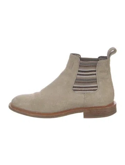 Pre-owned Brunello Cucinelli Suede Chelsea Boots In Neutral