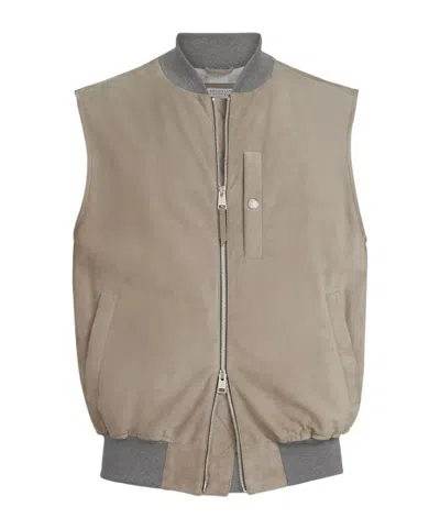 Brunello Cucinelli Suede Chest-pocket Gilet In Brown