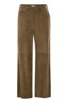 Brunello Cucinelli Women's Suede Chino Crop Trousers In Brown