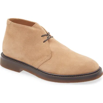 Brunello Cucinelli Suede Desert Boots With Rubber Sole In Neutral