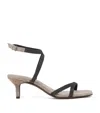 Brunello Cucinelli Sandal City Grey With Precious Straps In Beige