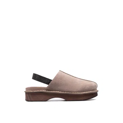 Brunello Cucinelli Suede Clogs Mules In Brown