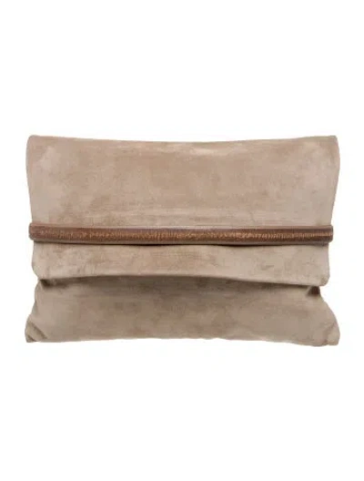 Pre-owned Brunello Cucinelli Suede Clutch In Neutral