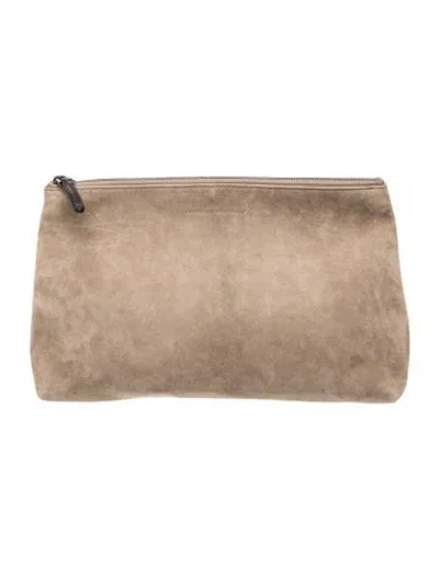 Pre-owned Brunello Cucinelli Suede Clutch In Neutral