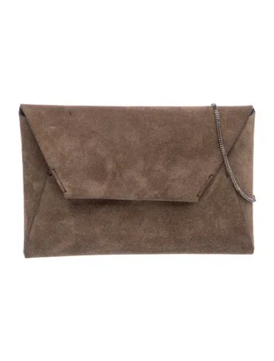 Pre-owned Brunello Cucinelli Suede Clutch W/ Tags In Brown