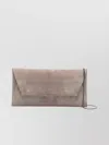 Brunello Cucinelli Suede Clutch With Envelope Design And Chain-link Strap