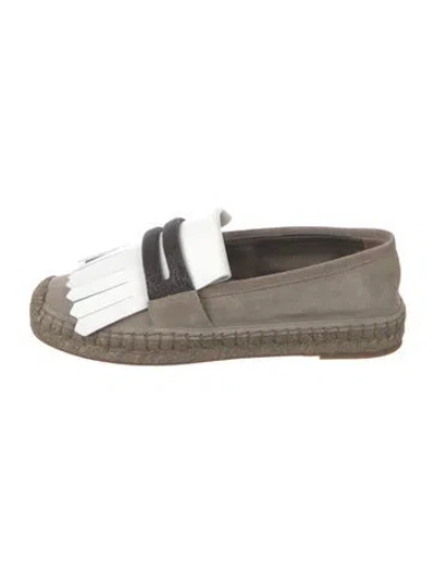 Pre-owned Brunello Cucinelli Suede Colorblock Pattern Espadrilles W/ Tags In Neutral