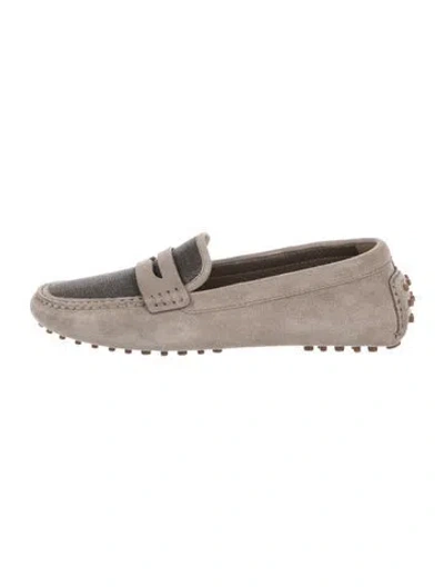 Pre-owned Brunello Cucinelli Suede Colorblock Pattern Loafers In Brown