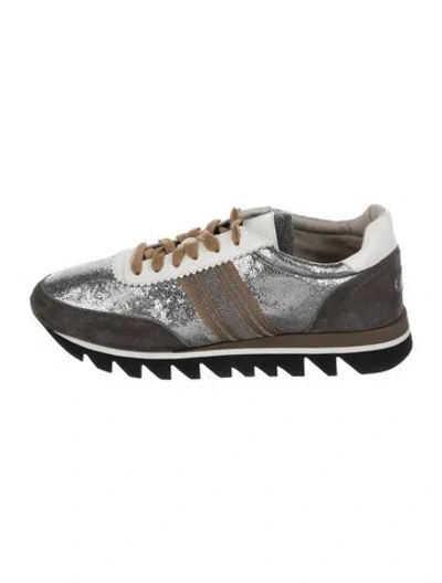 Pre-owned Brunello Cucinelli Suede Colorblock Pattern Sneakers