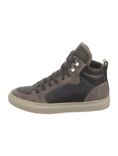 Pre-owned Brunello Cucinelli Suede Colorblock Pattern Sneakers In Brown