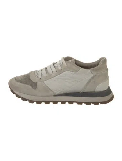Pre-owned Brunello Cucinelli Suede Colorblock Pattern Sneakers In Neutral