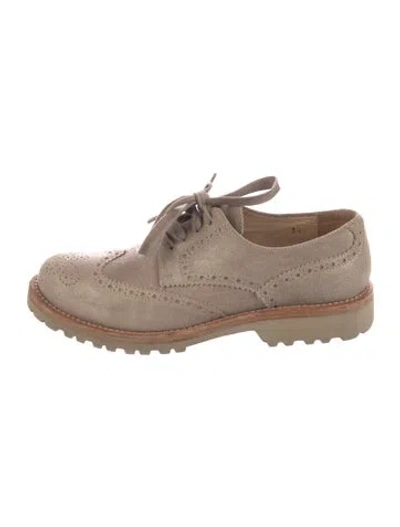 Pre-owned Brunello Cucinelli Suede Colorblock Pattern Sneakers In Neutral