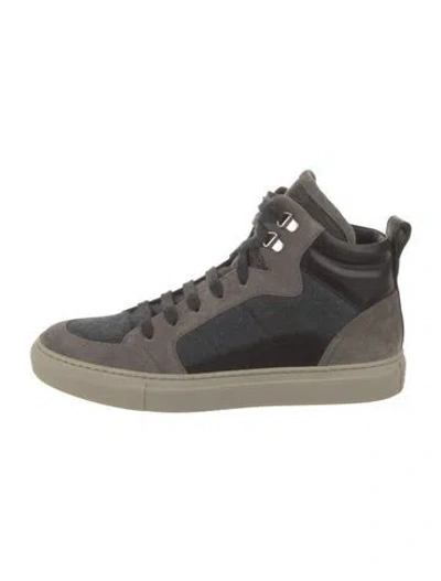 Pre-owned Brunello Cucinelli Suede Colorblock Pattern Sneakers W/ Tags In Brown