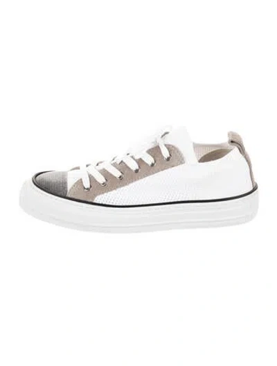Pre-owned Brunello Cucinelli Suede Colorblock Pattern Sneakers In White