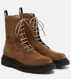 Brunello Cucinelli Brown Suede Combat Boots In Brown