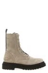 Brunello Cucinelli Grey Suede Combat Boots