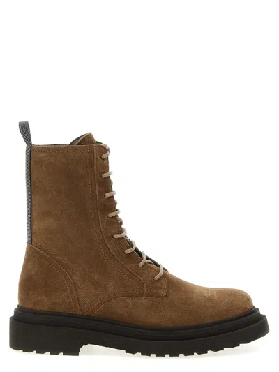 BRUNELLO CUCINELLI BRUNELLO CUCINELLI SUEDE COMBAT BOOTS MONILE