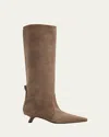 Brunello Cucinelli Suede City Knee-high Boots 35 In Brown