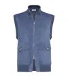 Brunello Cucinelli Suede-cotton Gilet In Blue