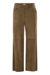 Brunello Cucinelli Women's Suede Chino Crop Trousers In Brown