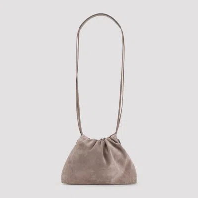 Brunello Cucinelli Suede Cross Body Handbag - 26cm X 19cm X 3cm In Nude