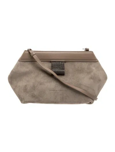 Pre-owned Brunello Cucinelli Suede Crossbody Bag In Black