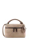 Brunello Cucinelli Women Suede Crossbody Bag With Leather Shoulder Strap