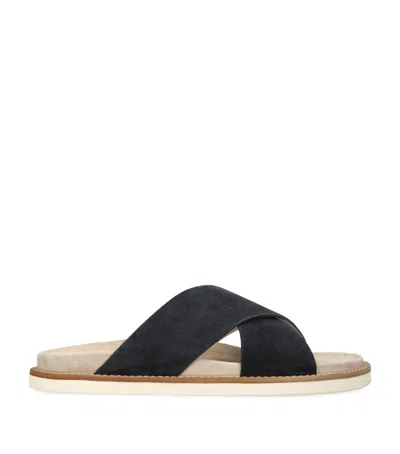 BRUNELLO CUCINELLI SUEDE CROSSOVER SANDALS