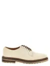 Brunello Cucinelli Suede Lace-up Shoe With Contrasting Midsole In Beige
