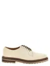 Brunello Cucinelli Suede Lace-up Shoe With Contrasting Midsole In Beige