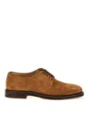 Brunello Cucinelli Brown Suede Derby Shoes With Lace-up Design And Durable Sole In Brown