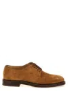 Brunello Cucinelli Brown Suede Derby Shoes With Lace-up Design And Durable Sole In Brown