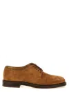 Brunello Cucinelli Suede Derby Shoes In Chestnut