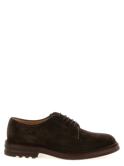 Brunello Cucinelli Suede Derby Lace Up Shoes Brown