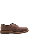 Brunello Cucinelli Brogues With Round Toe And Suede Finish In Burgundy