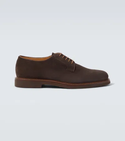 Brunello Cucinelli Suede Derby Shoes In Brown