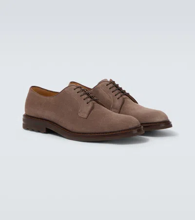 Brunello Cucinelli Suede Derby Shoes In Brown