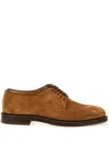 Brunello Cucinelli Brown Suede Derby Shoes With Lace-up Design And Durable Sole In Brown
