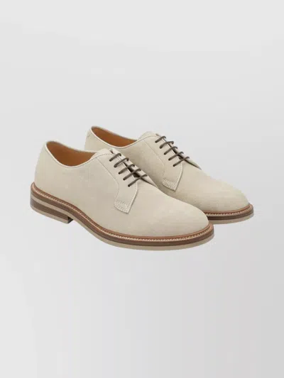 BRUNELLO CUCINELLI SUEDE DERBY SHOES LEATHER SOLE