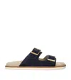 Brunello Cucinelli Double-buckle Suede Sandals In Blue