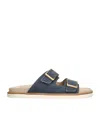 Brunello Cucinelli Mens Navy Two-strap Buckle-embellished Canvas Sandals In Navy