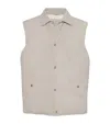Brunello Cucinelli Leather Vest With Sleeveless Design And Slip Pockets In Gray