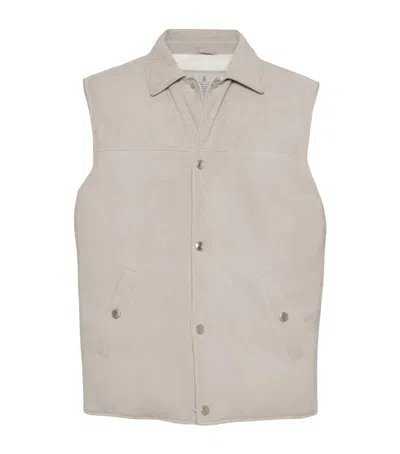 BRUNELLO CUCINELLI SUEDE DOWN GILET