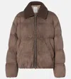 Brunello Cucinelli Suede Down Jacket In Brown