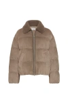 Brunello Cucinelli Suede Down Puffer Jacket In Brown