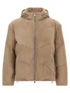 Brunello Cucinelli Suede Down Jacket Puffer Jackets Beige In Brown