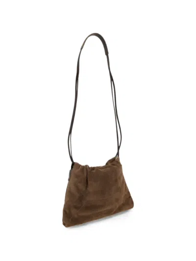 Brunello Cucinelli Suede Drawstring Shoulder Bag In Brown