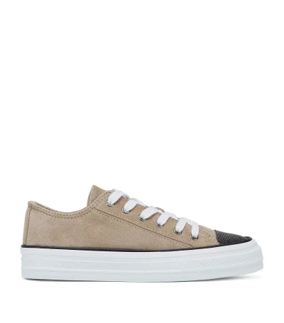 BRUNELLO CUCINELLI SUEDE EMBELLISHED-PANEL SNEAKERS